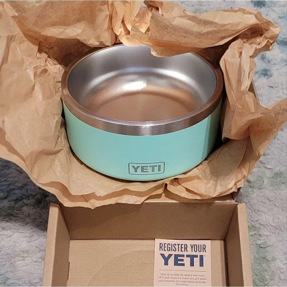 Yeti Boomer dog  bowl and teal 32 oz tumbler